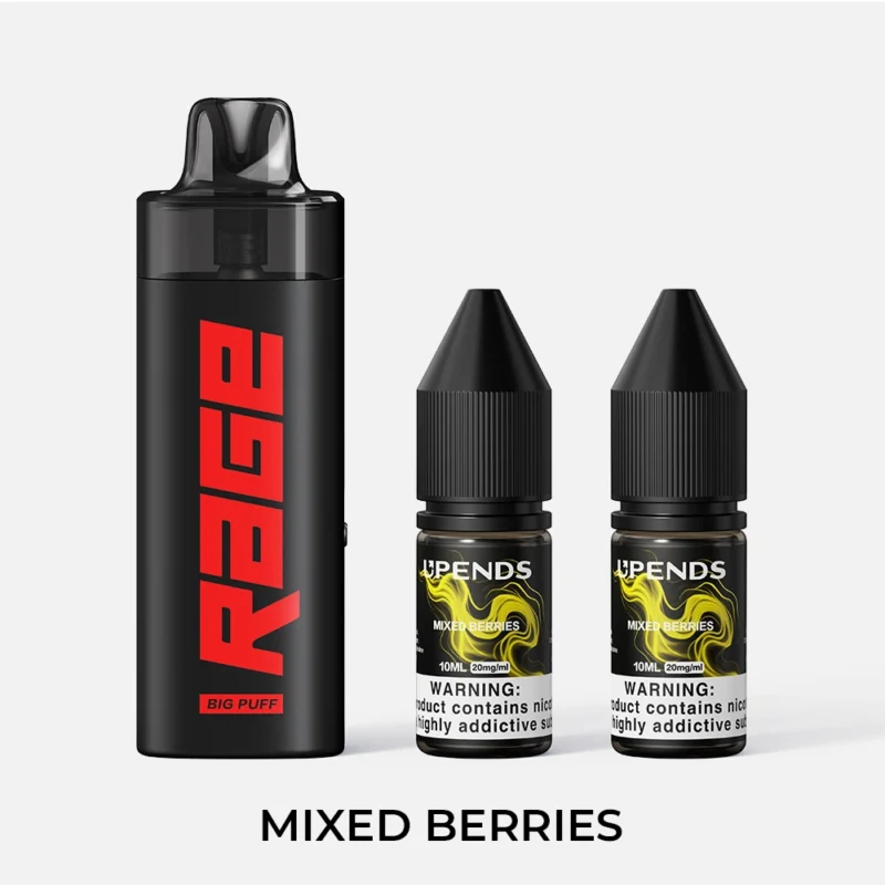 UPENDS RAGE – incl. 2× 10ml E-liquid (20mg), Mixed Berries – Zwart