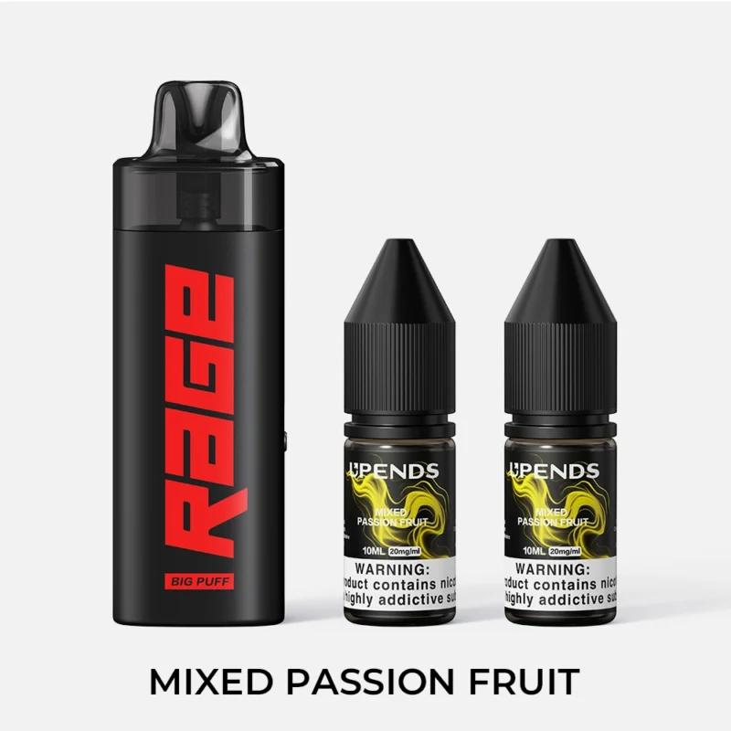 UPENDS RAGE – incl. 2× 10ml E-liquid (20mg), Mixed Passion Fruit – Zwart