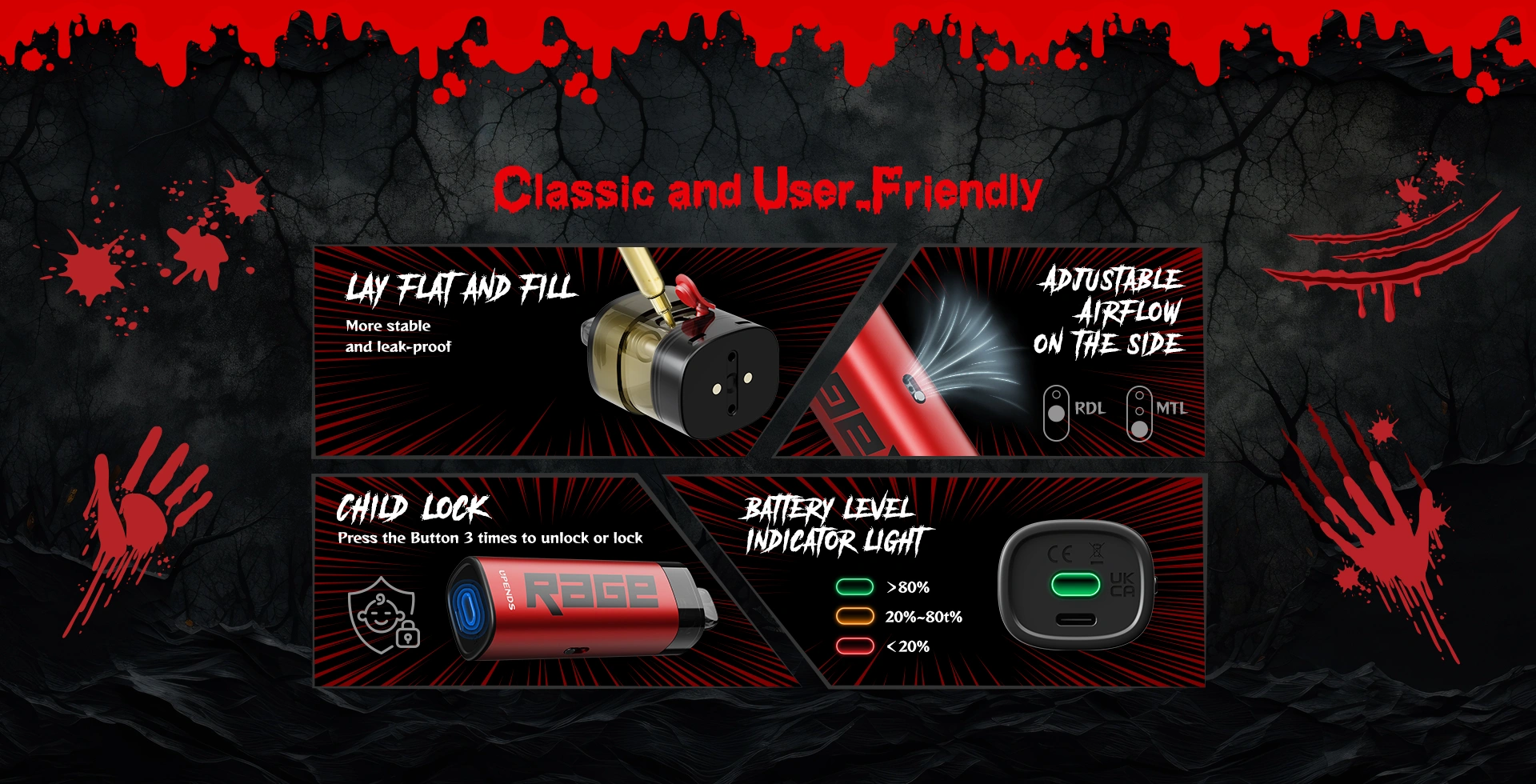 Plat leggen om te vullen, stabiel, lekvrij, RDL/MTL, kinderslot, batterij-indicator