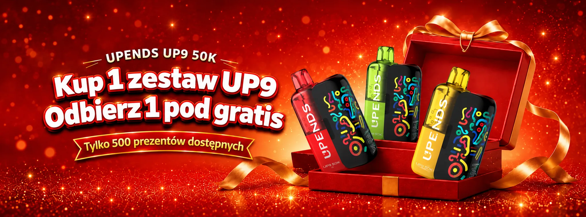UPENDS UP9 50K actie: koop 1 UP9 Kit en ontvang 1 Pod gratis. Slechts 500 cadeaus beschikbaar.